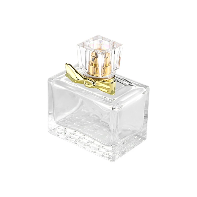 Rectangular Perfume Bottle with Bow-Detail Collar