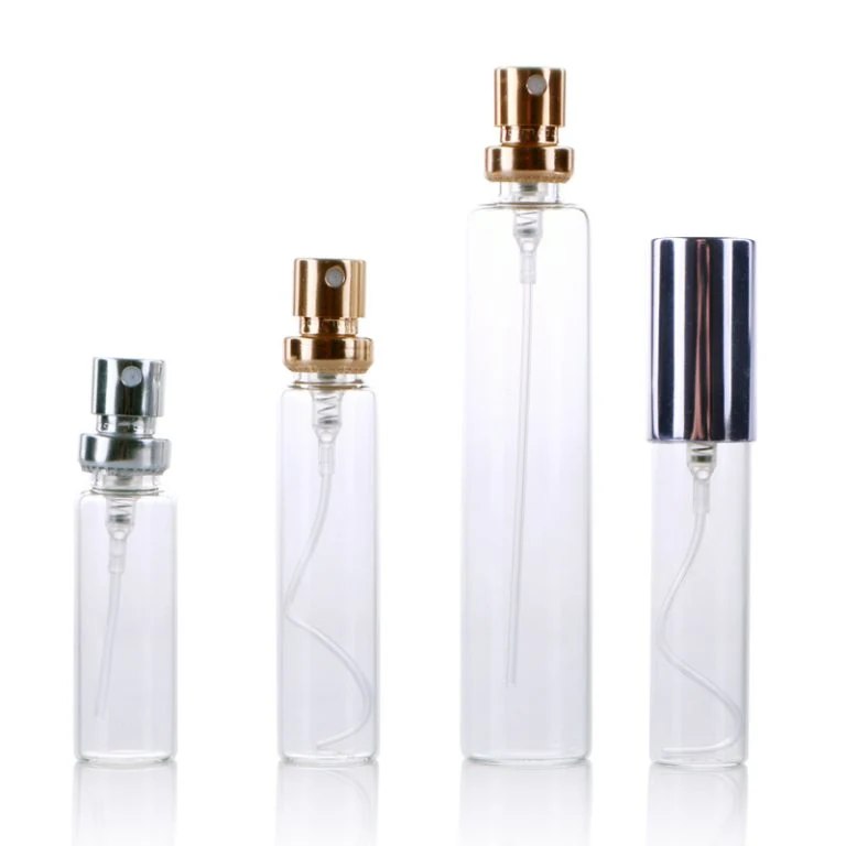 Slim Perfume Spray Bottles with Metallic Cylinder Caps