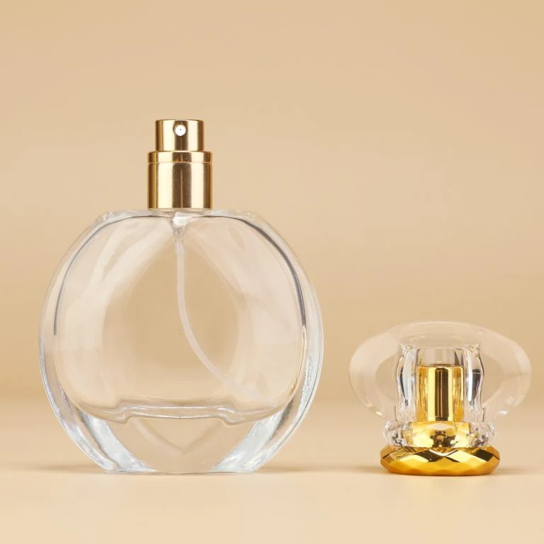 Flat Oval Perfume Bottle with Clear Ball-Style Cap