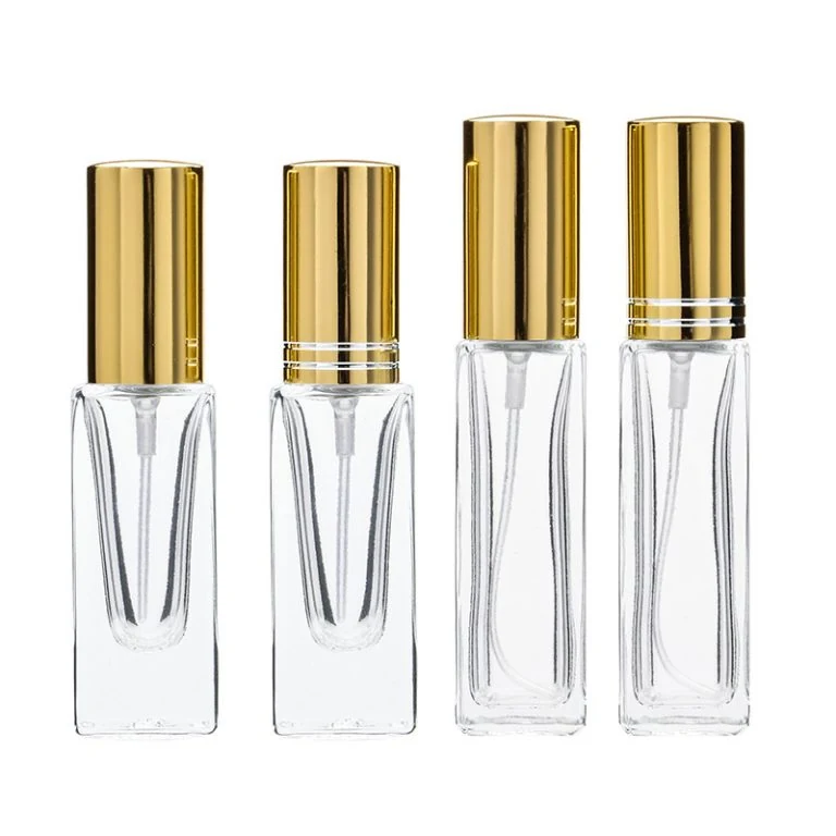 Slim Square and Round Perfume Bottles with Gold-Tone Caps
