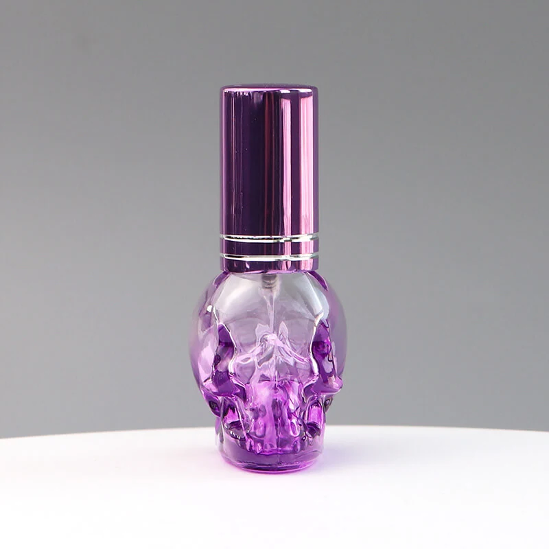 Purple Skull-Shaped Glass Perfume Spray Bottle