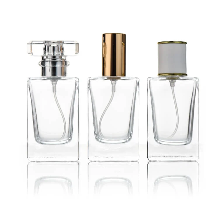 Stożkowe szklane butelki na perfumy z różnymi stylami nakrętek