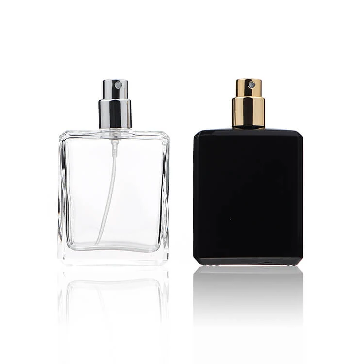 Clear and Black Rectangular Perfume Spray Bottles