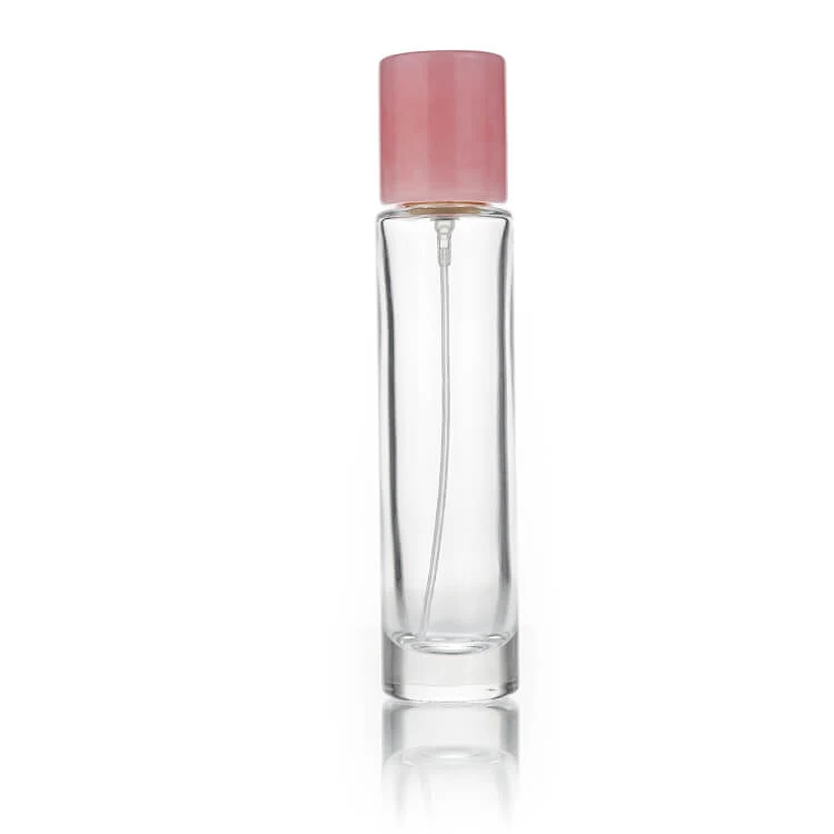 Slim Clear Perfume Bottle with Pink Cap