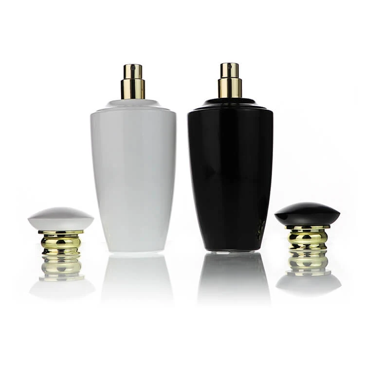 Black and White Tapered Oval Perfume Bottles