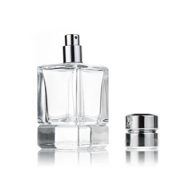 Thick-Base Round Perfume Bottle with Silver-Tone Spray Pump
