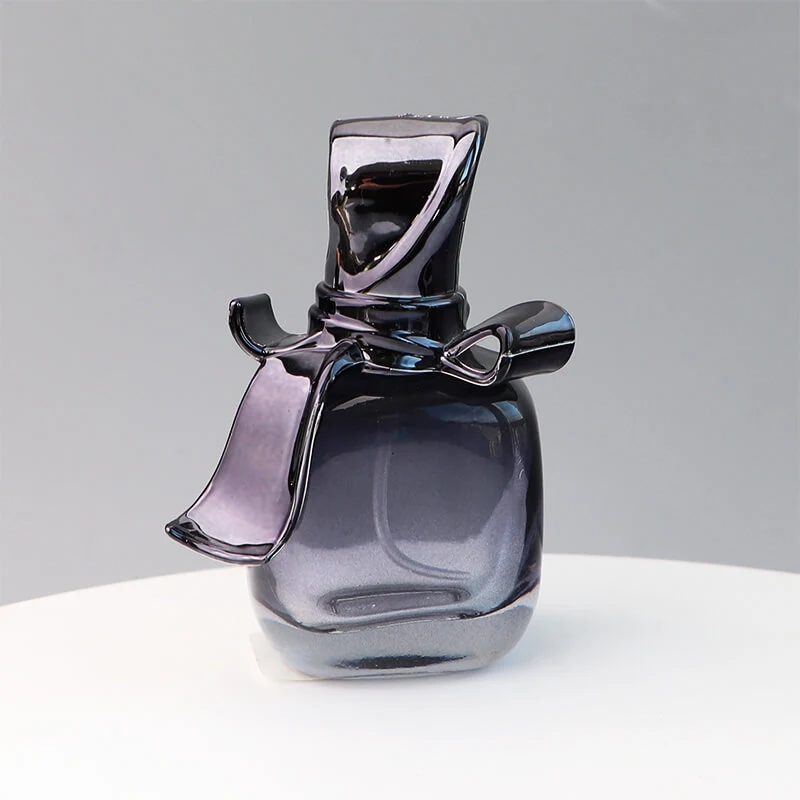 Smoky Sculptural Perfume Bottle with Bow Detail