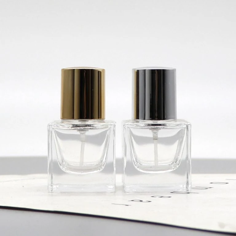 Square Perfume Bottles with Gold and Silver-Tone Caps