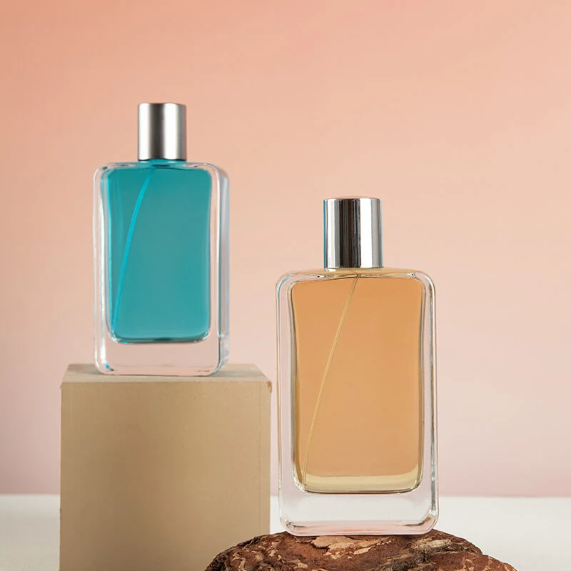 Rounded Rectangular Perfume Bottles with Silver-Tone Caps