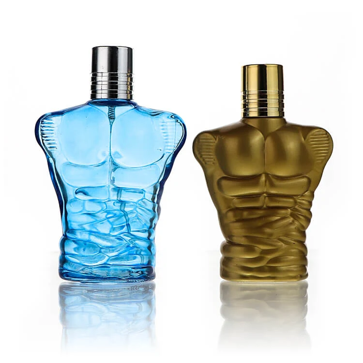 Szklane butelki na perfumy w kształcie męskiego tułowia
