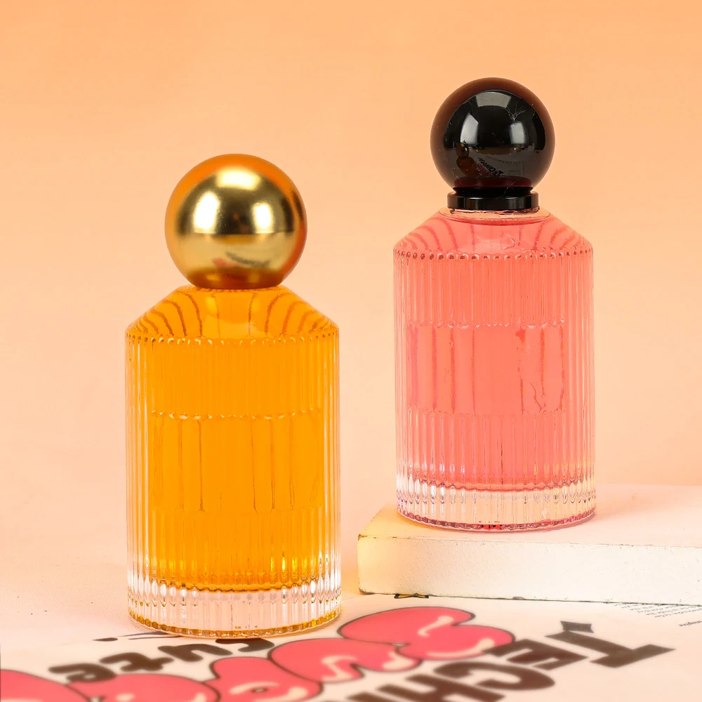 Colored Fluted Perfume Bottles with Ball Caps