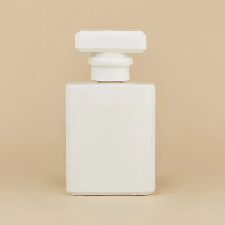 White Rectangular Perfume Bottle with Wide Flat Cap