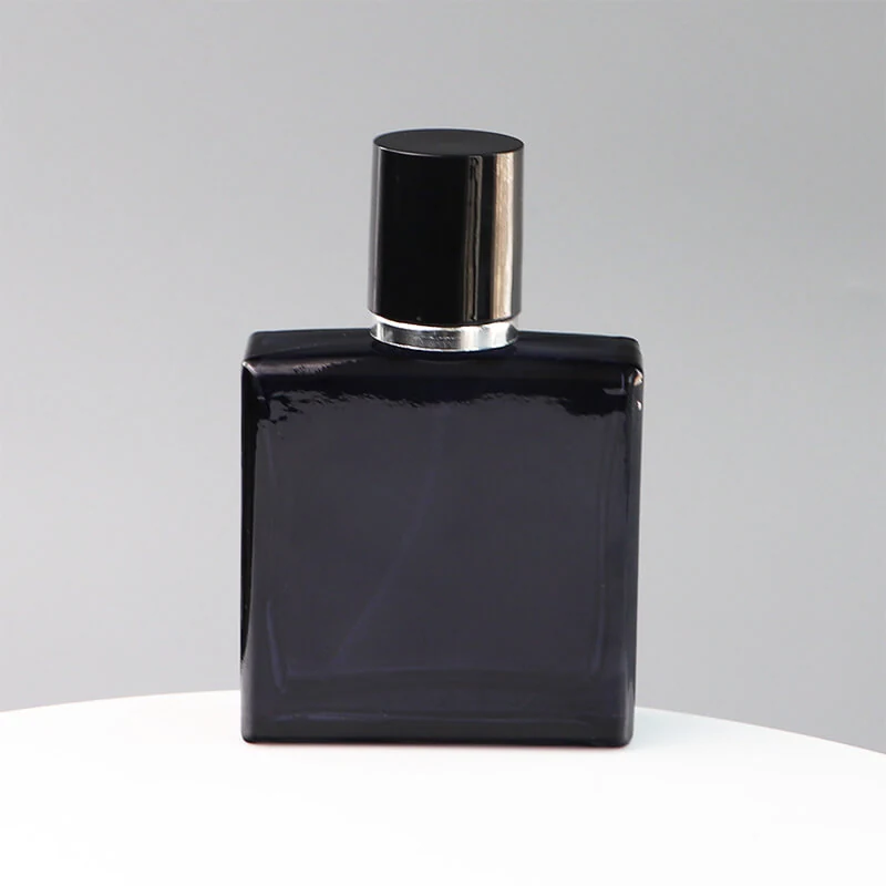 Black Square Perfume Bottle with Cylinder Cap