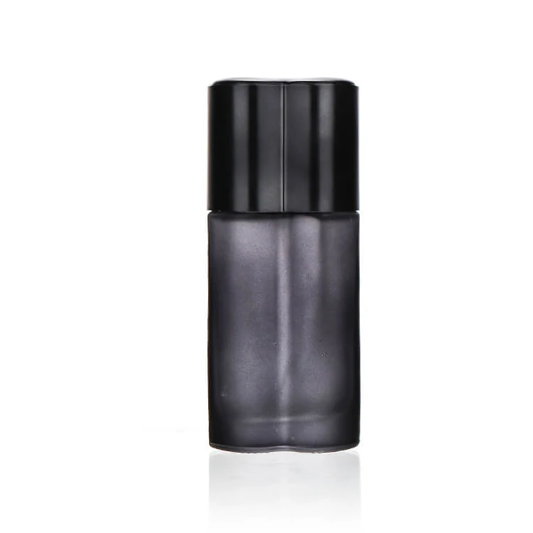 Smoky Cylinder Perfume Bottle with Black Cap