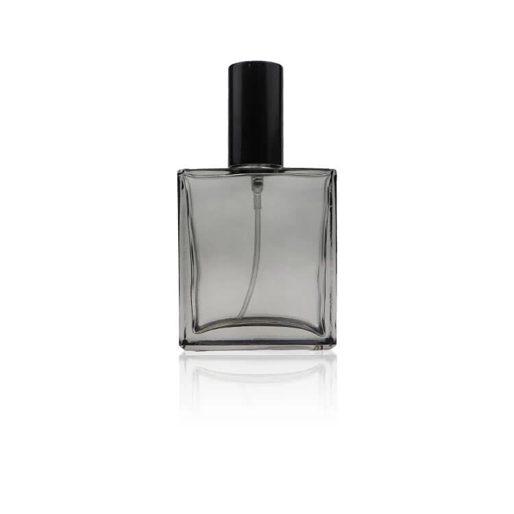 Smoky Gray Rectangular Glass Perfume Bottle