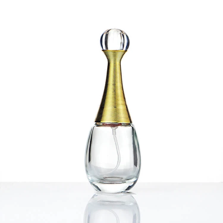 Teardrop Perfume Bottle with Tall Gold-Tone Cap