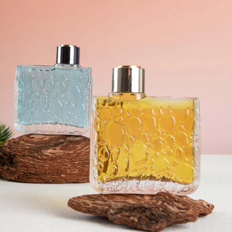 Bubble-Textured Flat Glass Perfume Bottles