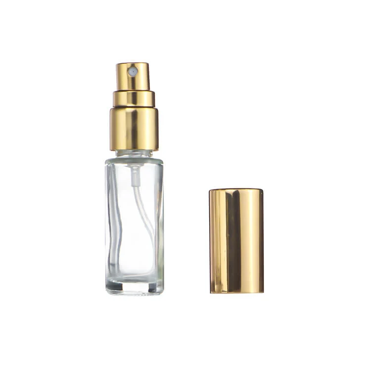 Slim Square Perfume Spray Bottle with Gold-Tone Cap