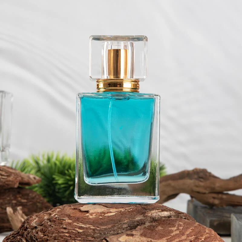 Clear Rectangular Perfume Bottle with Transparent Cap