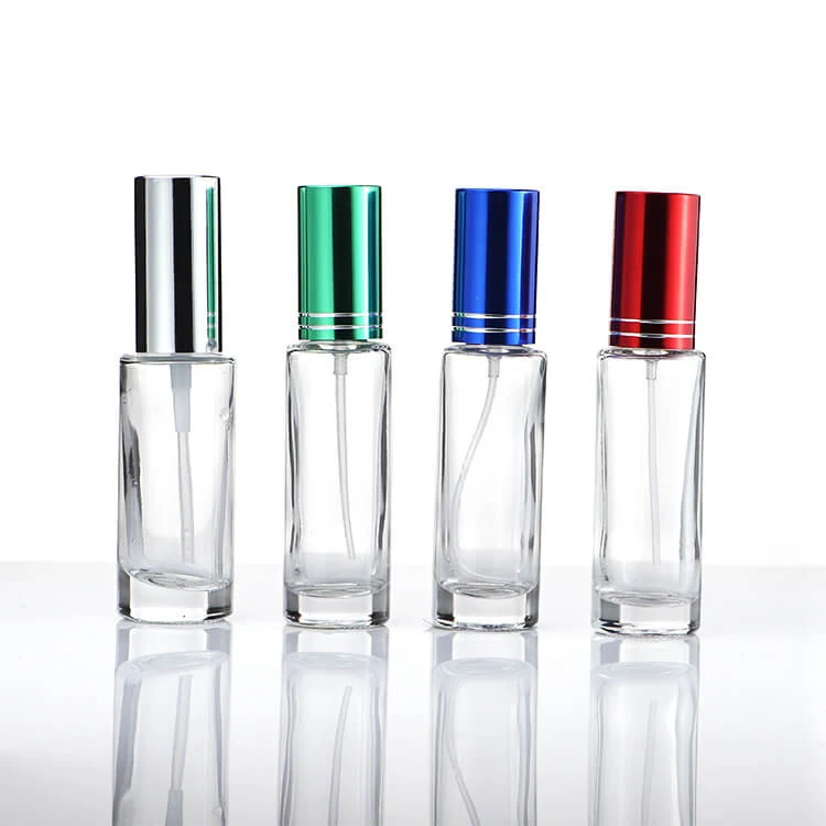Slim Rectangular Perfume Bottles with Colored Metallic Caps